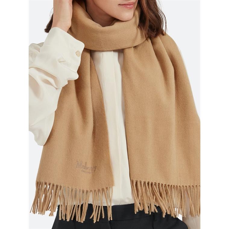 Mulberry Solid Merino Wool Scarf Camel