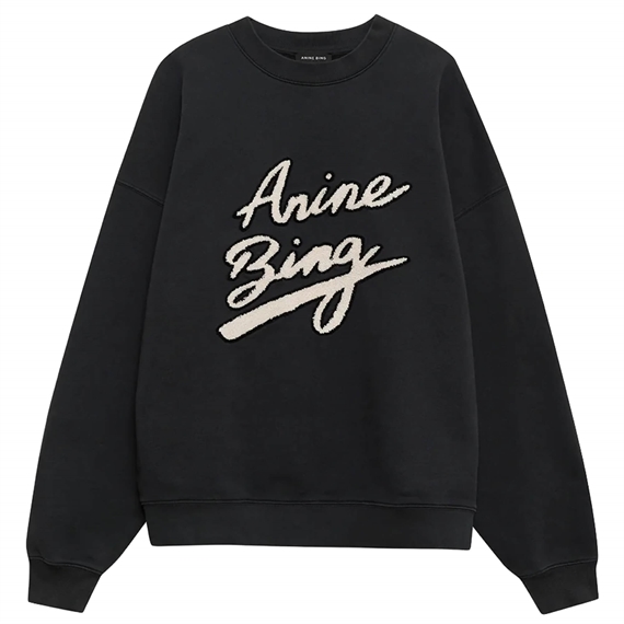  Anine Bing Miles Chenille Signature Sweatshirt, Sort
