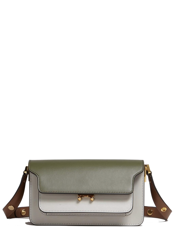 MARNI Trunk Bag EW, Mosstone/Pelican/Gold Brown