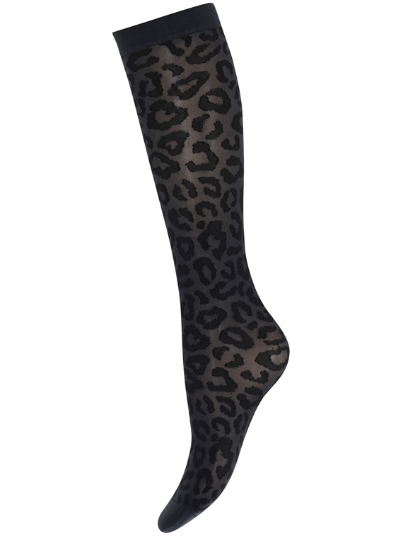 Sneaky Fox Leopard Knæstrømper, Anthracite