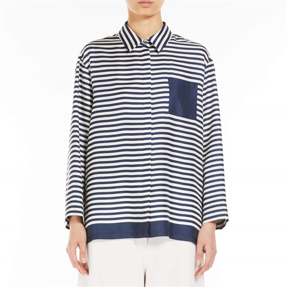 'S Max Mara Maya Skjorte, Ecru Pinstripes