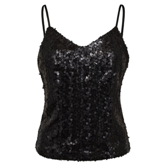 Co\'Couture StormiCC Sequin Cami Top, Sort