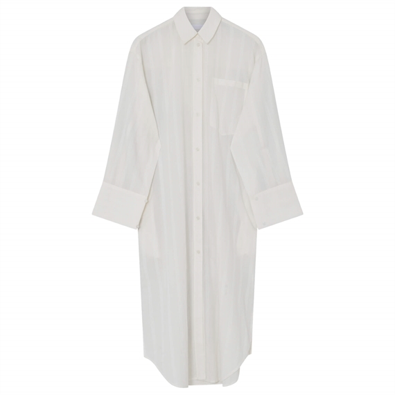 2NDDAY Maddy Crispy Cotton Stripe Skjortekjole, White Alyssum