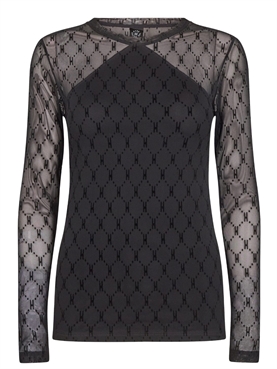 Hype The Detail Mesh Bluse 310, Sort