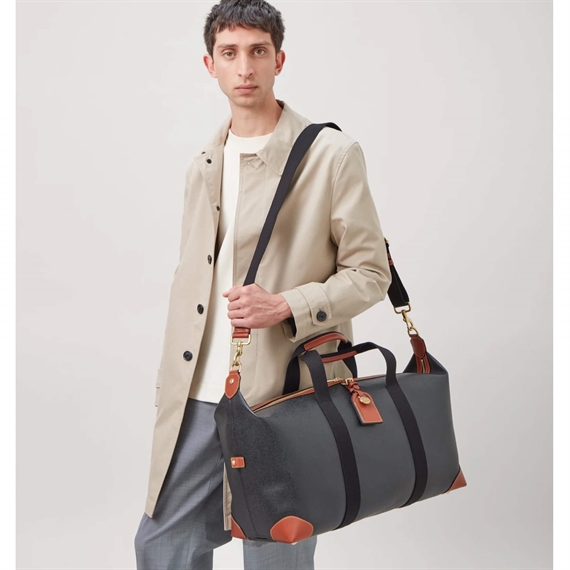 Mulberry Heritage Medium Clipper Black & Cognac Scotchgrain & Flat Calf