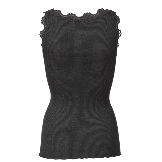 Rosemunde RWBabette Long Lace Top, Dark Grey Melange