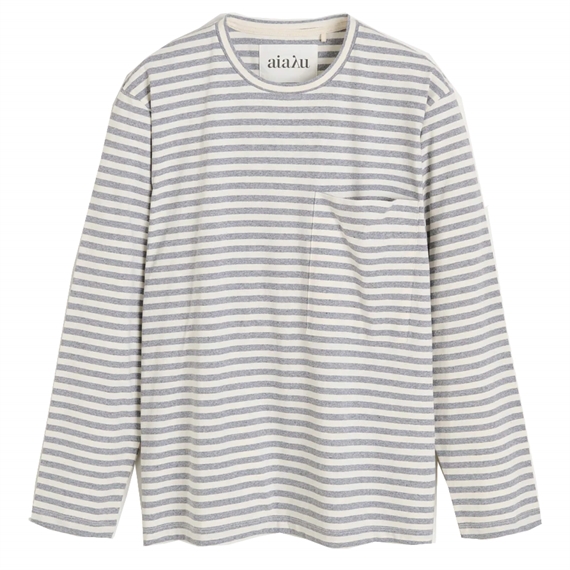 Aiayu Circular Long Sleeve II T-shirt, Mix Grey Melange