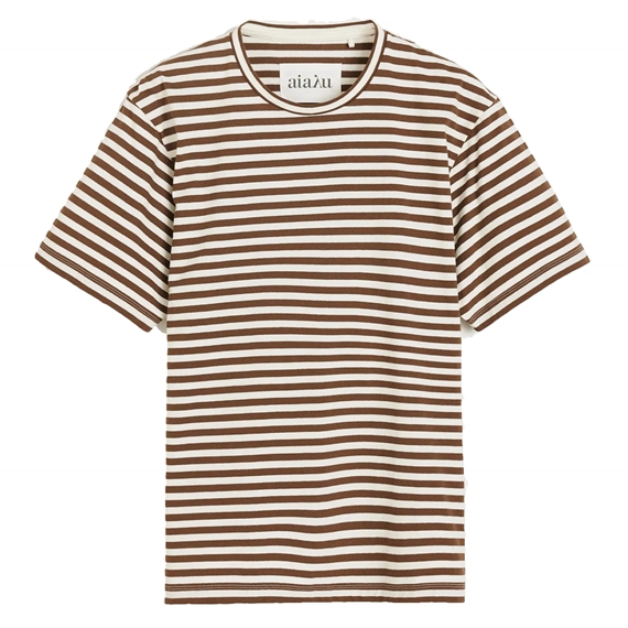 Aiayu Classic Circular Striped T-shirt, Mix Coffee