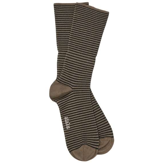 Aiayu Cotton Stripe Sokker, Mix Brown