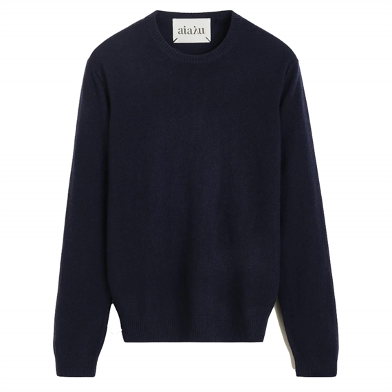 Aiayu Leonardo Cashmere Sweater, Black Blue