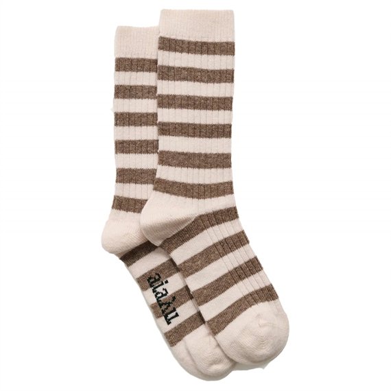 Aiayu Striped Cashmere Strømper, Mix Beige 