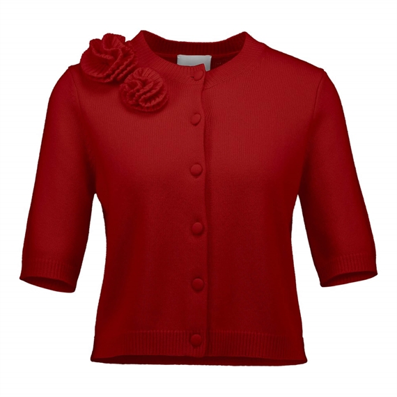 Allude Cashmere Kortærmet Cardigan, Rød