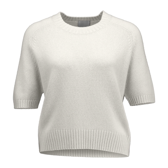 Allude Kortærmet Cashmere Strik, Cream 