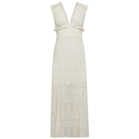 Haute L\'Amitie Utopia Lace Slit Kjole, Off-White