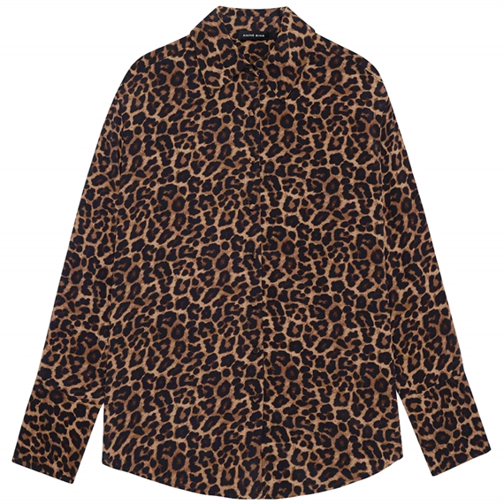 Anine Bing Bridget Skjorte, Black And Brown Leopard