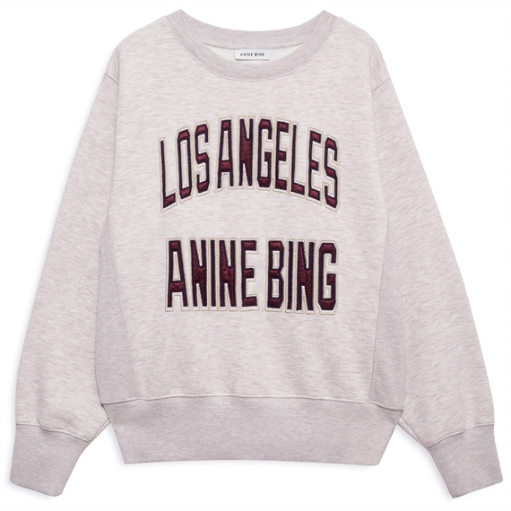 Anine Bing Harry Shrunken Sweatshirt LA, Oatmeal Melange