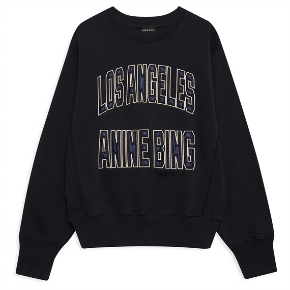 Anine Bing Harvey Shrunken Sweatshirt, Vintage Black