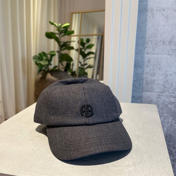 Anine Bing Jeremy Baseball Cap, Dark Heather Grey Wool 