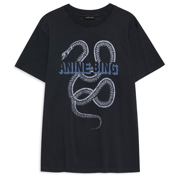 Anine Bing Lili Snake T-shirt, Washed Black 