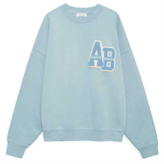 Anine Bing Miles Oversized Sweatshirt Letterman, Pastel Blue