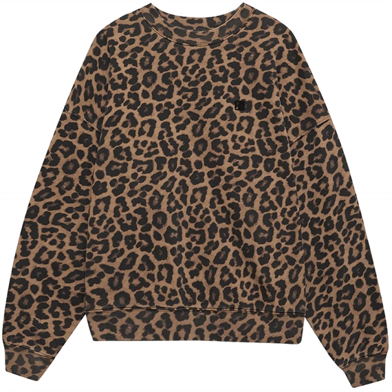Anine Bing Miles Sweatshirt, Black And Brown Leopard