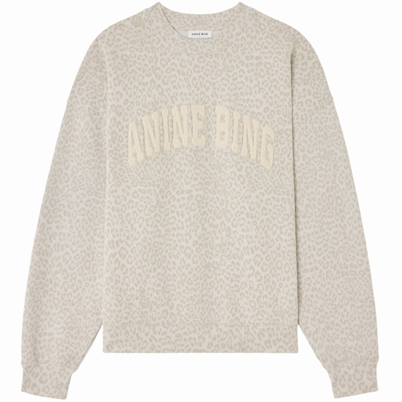Anine Bing Miles Sweatshirt, Washed White Leopard
