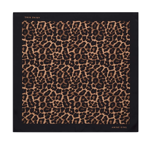 Anine Bing One York Tørklæde, Black And Brown Leopard 