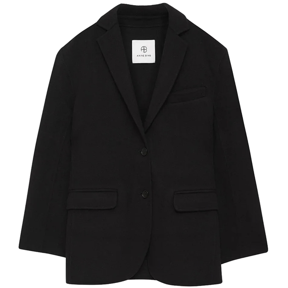 Anine Bing Quinn Blazer, Black Cashmere Blend