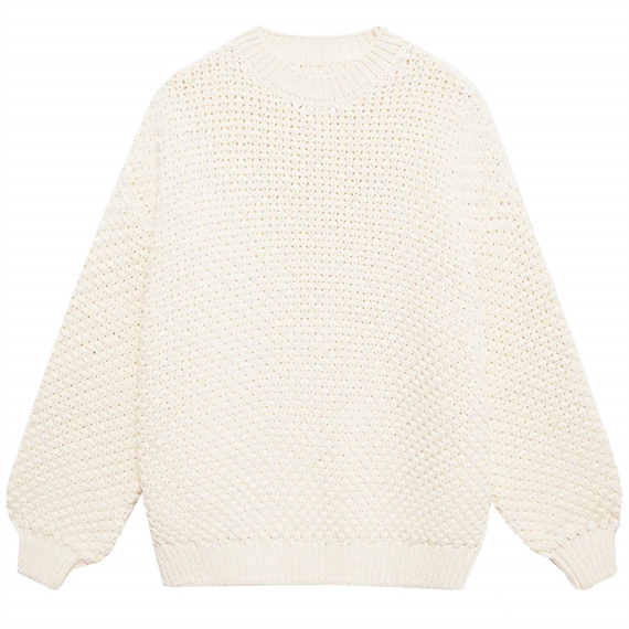 Anine Bing Sydney Crew Sweater, Ivory Crochet
