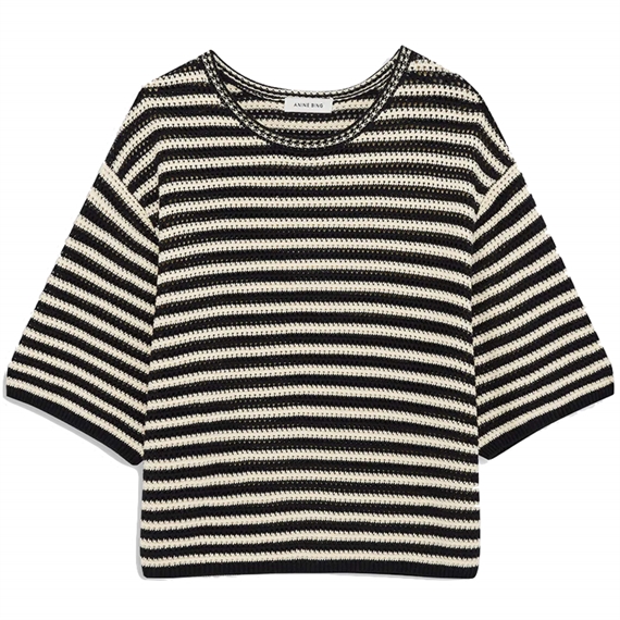 Anine Bing Theo Sweater, Black & Ivory Stripe 