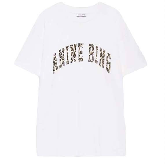 Anine Bing Walker Leopard T-shirt, Ivory 