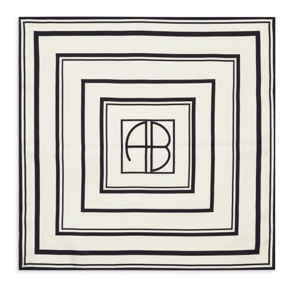 Anine Bing York Tørklæde, Ivory And Black Monogram 