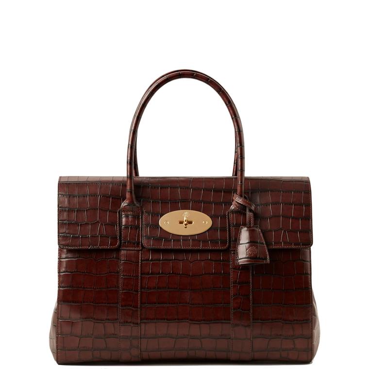 Mulberry Bayswater Cognac Brown Vintage Croc