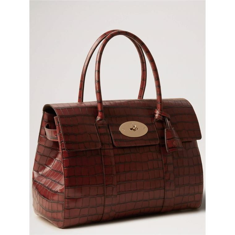 Mulberry Bayswater Cognac Brown Vintage Croc