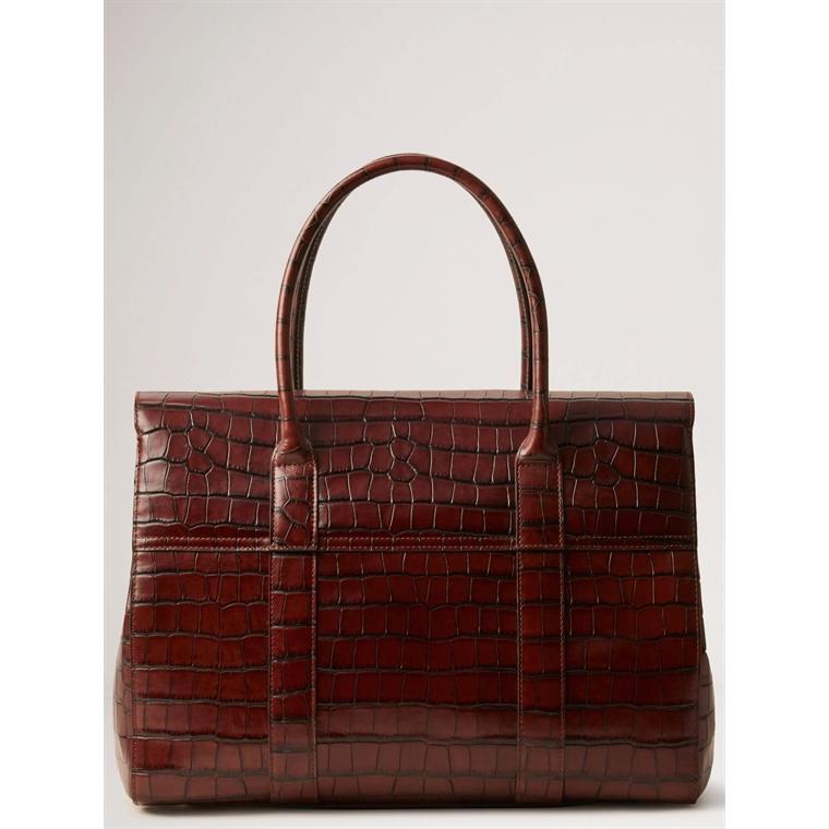 Mulberry Bayswater Cognac Brown Vintage Croc