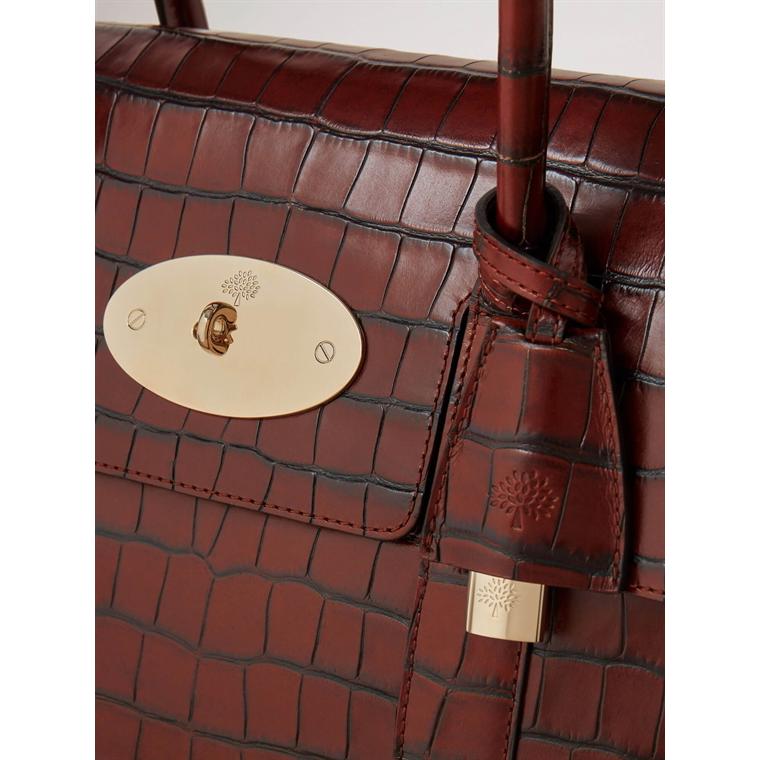 Bayswater Cognac Brown Vintage Croc Mulberry