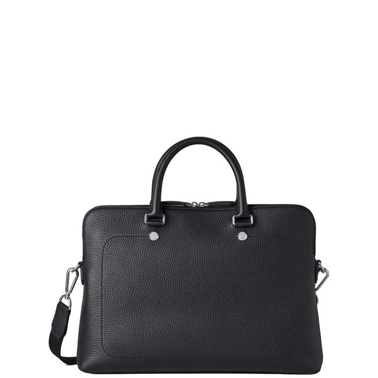 City Slim Briefcase Black Heavy Grain 