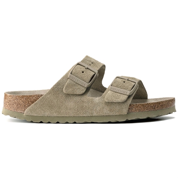 Birkenstock Arizona Suede Leather Sandaler, Faded Khaki