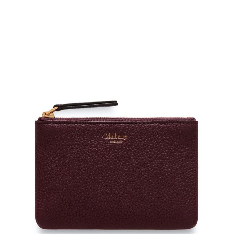 Zip Coin Pouch Burgundy Classic Grain