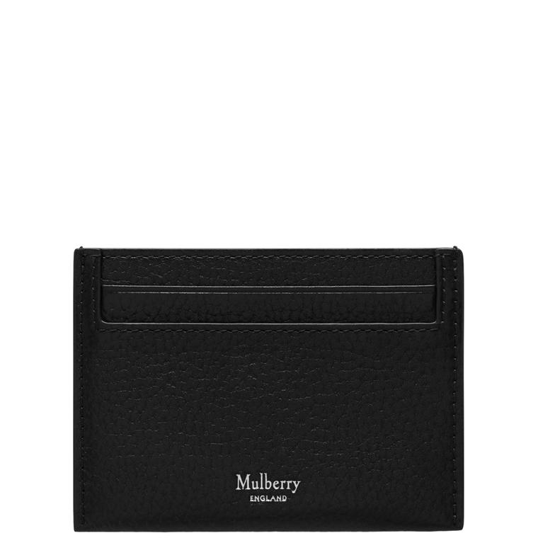 Credit Card Slip Black Natural Grain - Mulberry