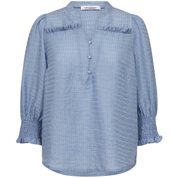 Co\'couture CharlieCC Frill Ss Skjorte, Pale Blue
