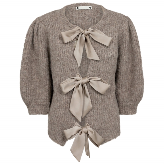 Co'couture CoralieCC Bow Rib Cardigan, Walnut