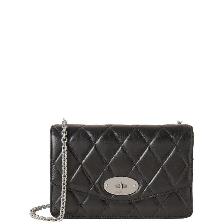 Mulberry Small Darley Black Quilted Shiny Calf