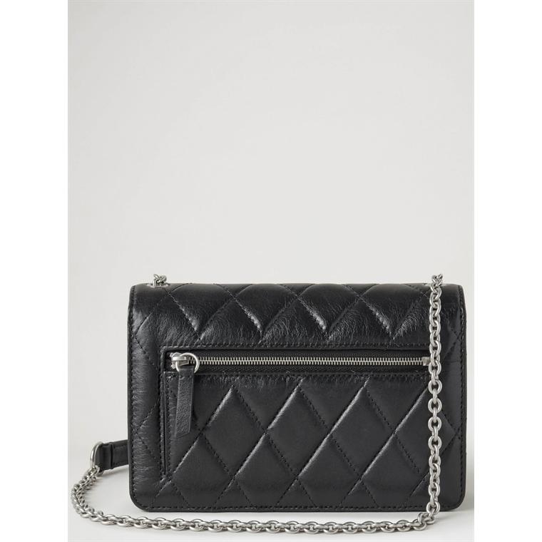 Mulberry Small Darley Black Quilted Shiny Calf