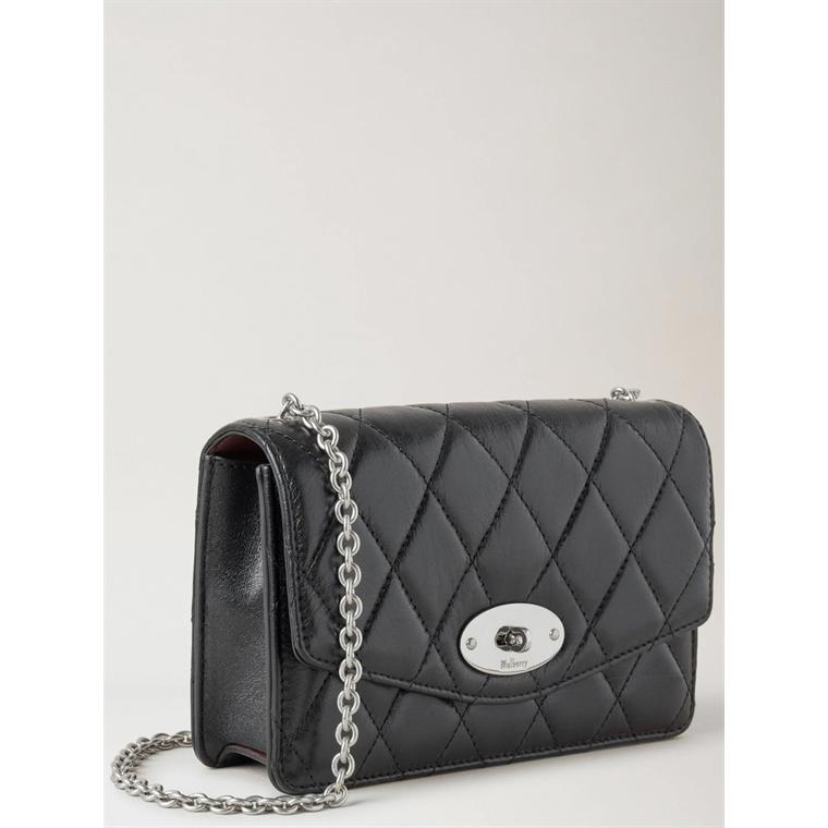 Mulberry Small Darley Black Quilted Shiny Calf