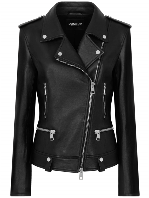 Dondup Slim Fit Biker Jacket, Sort 