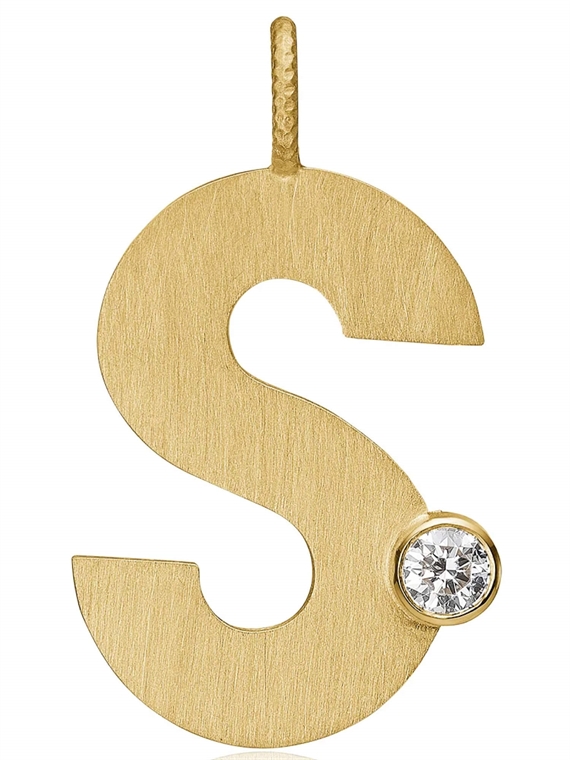 Dulong Letter S Vedhæng M. 1 Brilliant, 18K Guld
