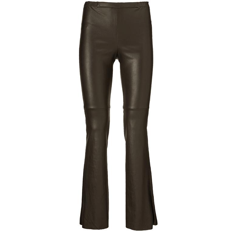 Ela Bootcut Leather Leggings, Dark Brown