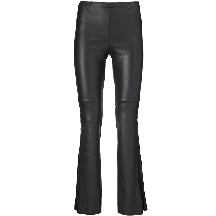 Ela Bootcut Leather Leggings, Sort