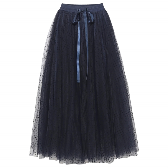 EMM Copenhagen Daisy Tyl Nederdel, Navy Dot